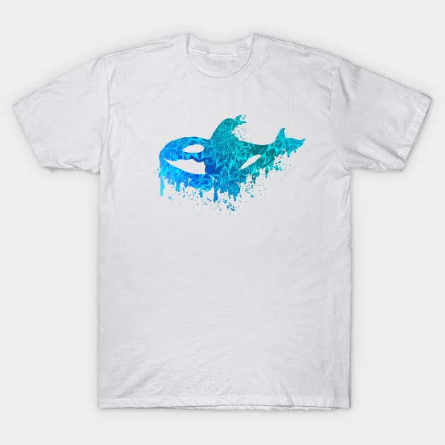 Blue Floral Orca T-Shirt by ZeichenbloQ